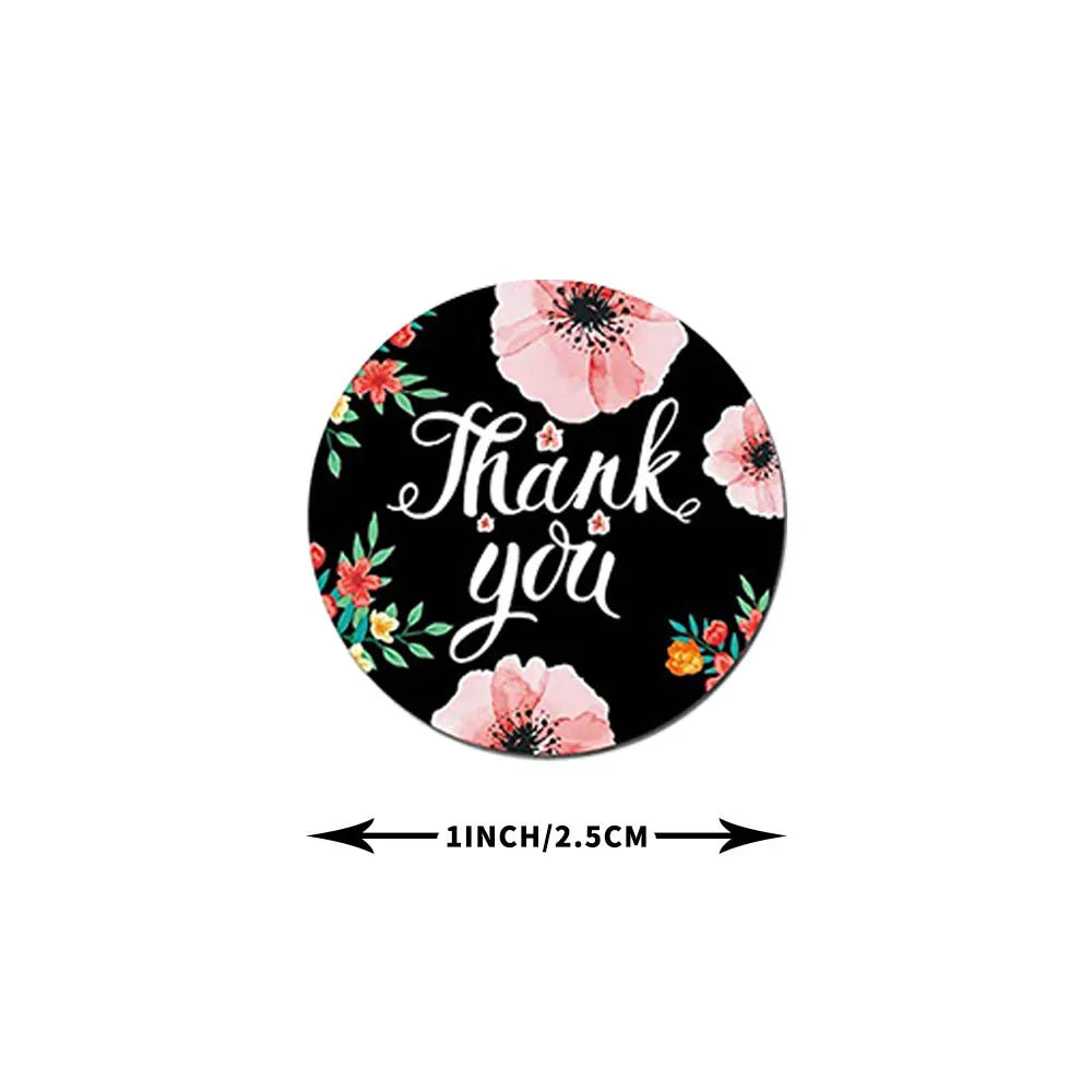 100-500pcs Flower Thank You Business Sticker Roll Label for Wedding Gift Card Box Envelope Sealing Tab Home Made Wrapping Supply (ONLINE ORDER ONLY)