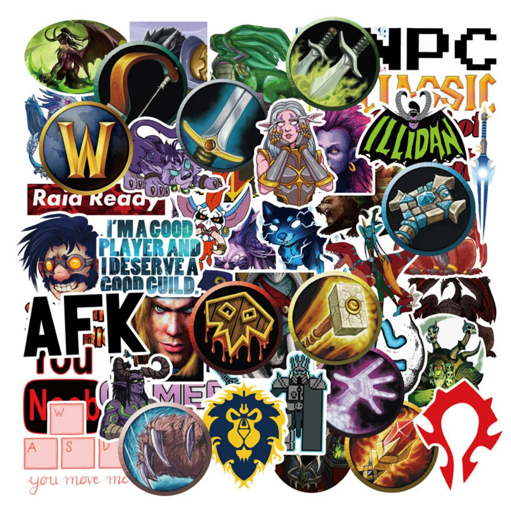 50Pcs World of Warcraft Tribal Hero Reflective Car Sticker And Decla For Ford Focus Honda Volkswagen Stickers (ONLINE ORDER ONLY)