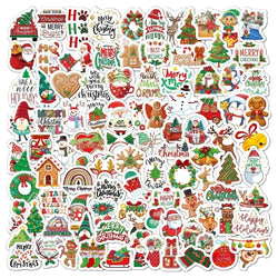 50/100Pcs Cartoon Santa Claus Christmas Tree Graffiti Stickers Skateboard Water Bottle Suitcase Stickers Waterproof Classic Toy (ONLINE ORDER ONLY)