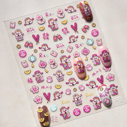 rich letter Chinese characters gourd money lantern firecracker God of wealth Yuanbao Adhesive Nail Art Stickers Manicure Decals (ONLINE ORDER ONLY)