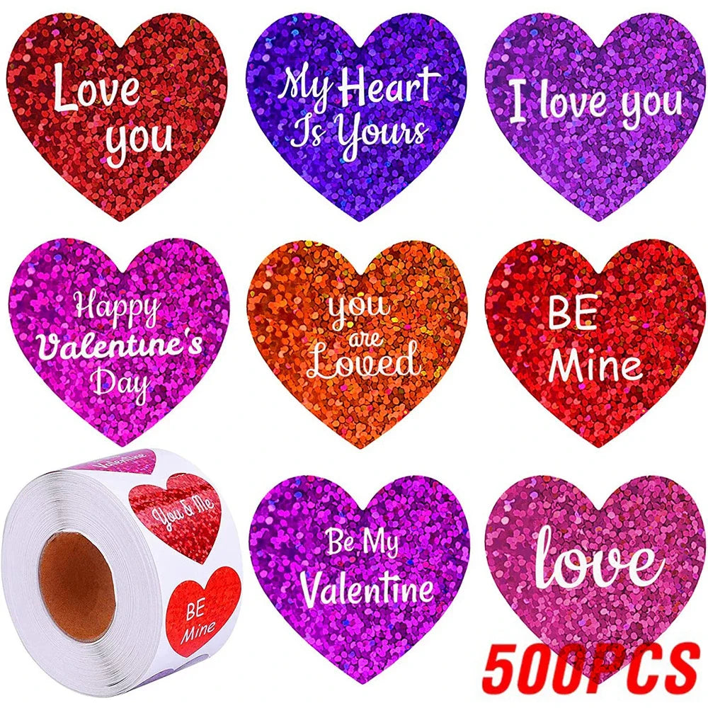 100-500pcs 1inch Red Heart Stickers for Valentine's Day New Baking Packaging Sticker Envelope Seals Love Decorative Stickers (ONLINE ORDER ONLY)