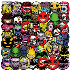 Horror Skull Waterproof Stickers for Skateboard, Motorcycle, Phone, Laptop, Bike, Guitar, Luggage, Car - 10/30/50PCS (Online Order Only)