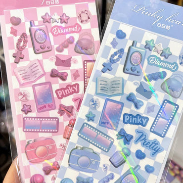 2Pcs Lovely Girl Cell Phone Stickers Korean ins Scrapbooking Decorative Sticker DIY Diary Album Stick Label Kawaii Stationery (ONLINE ORDER ONLY)