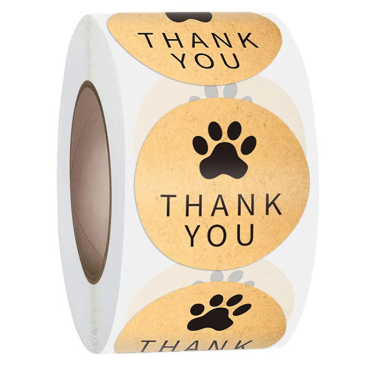 100-500 Pcs 2.5CM 1inch Round Gift Sealing Thank You Stickers Animal Foot Design Festival Party Wedding Decorations Labels (ONLINE ORDER ONLY)