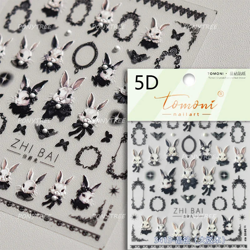 Gold Silver Line Irregular Shape Shiny Rhinestone 5D Bronzing Soft Relief Self Adhesive Nail Art Stickers Nail Decoration Decals (ONLINE ORDER ONLY)