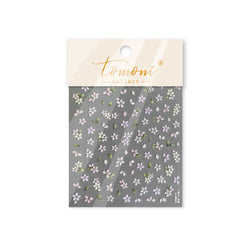 Pink Cherry Blossoms Peach Flower Petal Green Leaf Greenery 5D Embossed Relief Self Adhesive Nail Art Sticker 3D Manicure Decals (ONLINE ORDER ONLY)