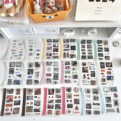 18Pc Set Japanese Y2K Cute Sticker Double Transparent Die cut Sticker Journal Handbook Scrapbooking Decoration Sticker Kids Gift (ONLINE ORDER ONLY)