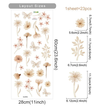 Pink Flower Wall Stickers, Self-Adhesive Vinyl, Living Room & Girls Bedroom Decor (ONLINE ORDER ONLY)