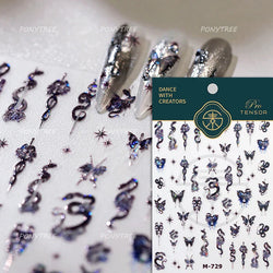Snake Rose  Flower Chinese Knot Calabash Gourd Peony Good Fortune Self Adhesive Nail Art Stickers Manicure Decals Nail Supplies (ONLINE ORDER ONLY)