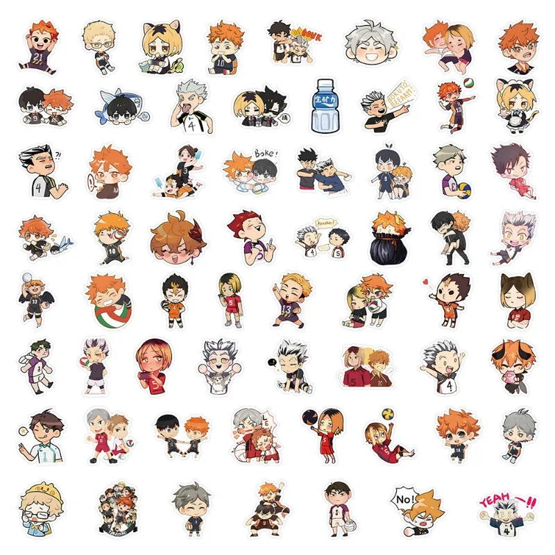 60pcs Haikyuu!! Anime Stickers for Laptop, Phone, Suitcase, Water Bottle, Scooter, Refrigerator (ONLINE ORDER ONLY)