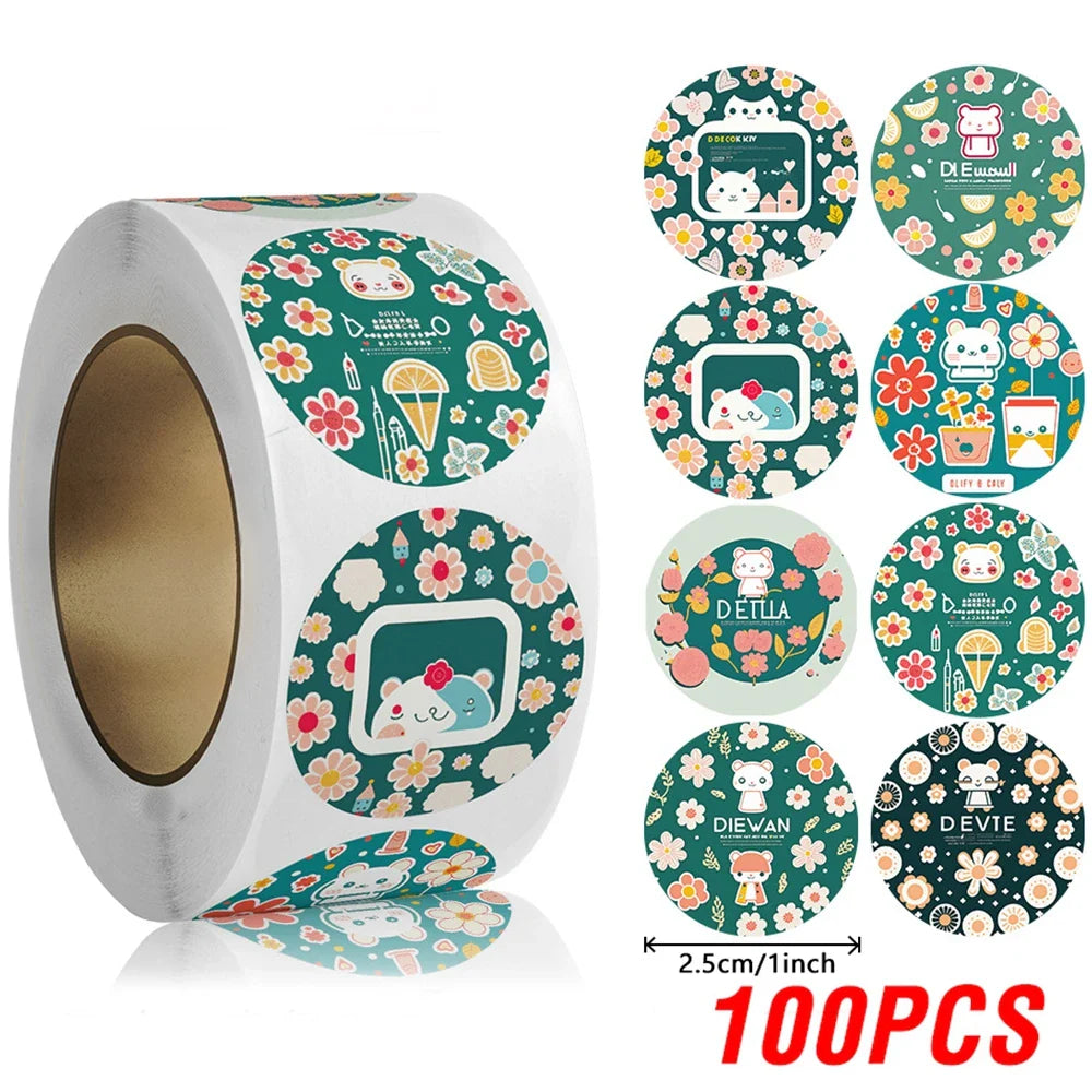 100-500pcs Cute Reward Sticker 1inch Cartoon Animal Stickers For Kids Gift Decor Envelope Sealing Labels Stationery Stickers (ONLINE ORDER ONLY)