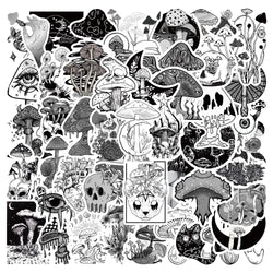 50PCS Gothic Horror Mushroom Stickers for Laptop Phone Car Skateboard Decal (Online Order Only)