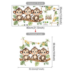 Cartoon Monkey Vine Wall Stickers for Nursery Kids Room Decor (Online Order Only)