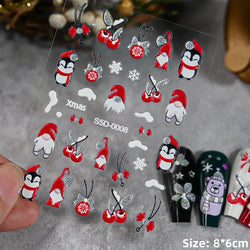Cute Deer Christmas Nail Stickers 5D Embossed Elk Star Gingerbread Man Snowflake Santa Claus Holly DIY Winter Engraved Manicure* (ONLINE ORDER ONLY)