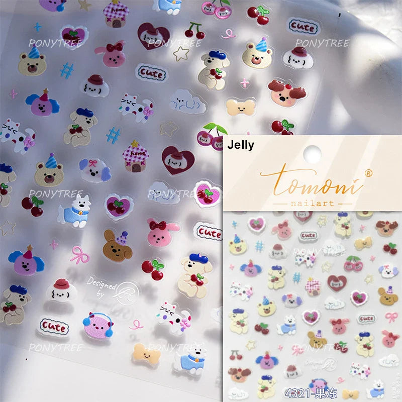Graffiti Lines Apple Dog Car Bowknot Love Heart Flower Capture Net Grid Butterfly Rain Adhesive Nail Art Sticker Manicure Decals (ONLINE ORDER ONLY)
