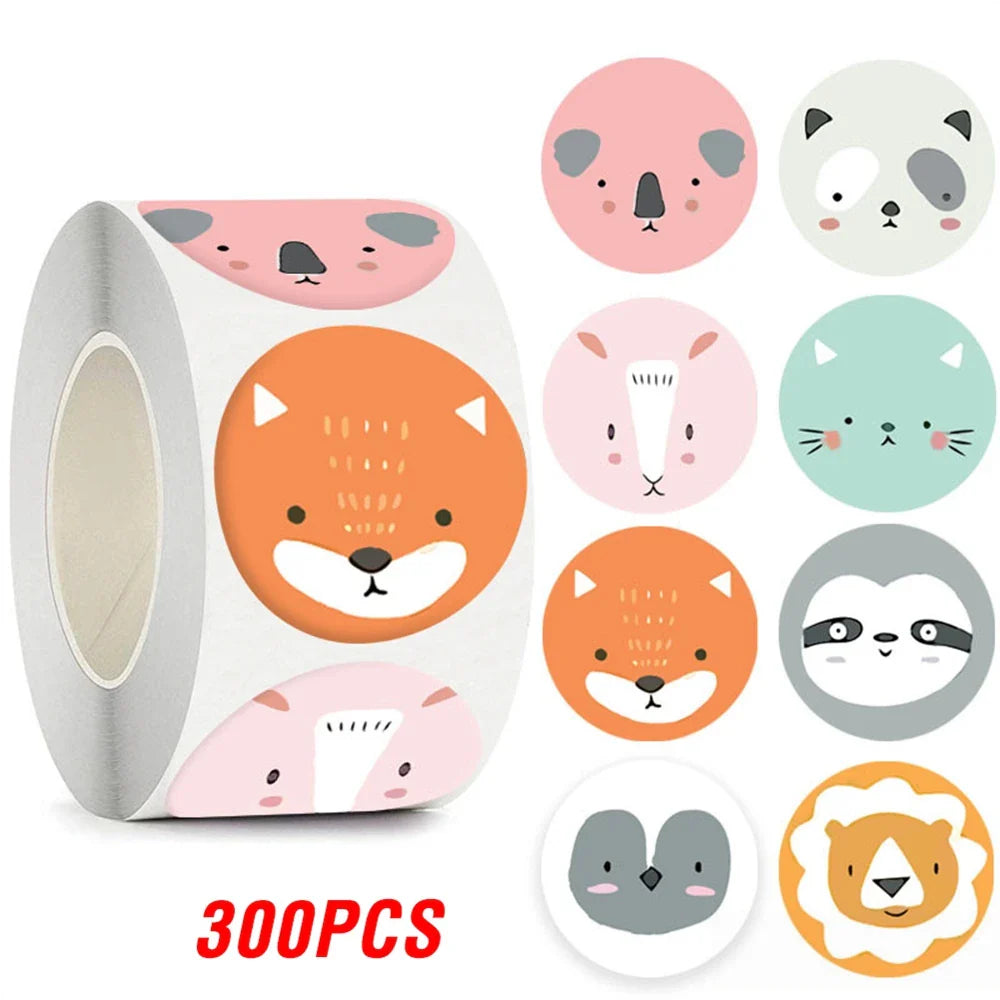 100-500pcs Cute Sticker for Kids Animals Face Reward Sticker for Classroom Teacher Supplies Motivational Scrapbooking (ONLINE ORDER ONLY)