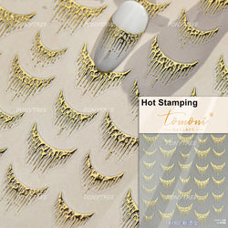 Golden Ink Brush Hot Stamping Irregular Lines Texture Sensation Moon Advanced Feeling Adhesive Nail Art Sticker Manicure Decals (Online Order Only)