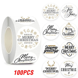 100-500pcs Merry Christmas Gift Box Decoration Seal Sticker Home Party Supplies Envelope Label Scrapbook Stickers (ONLINE ORDER ONLY)