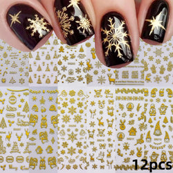 12PCS White Flowers Leaves 3D Nail Stickers Star/Moon/Sun Nail Art Decoration Decals Geometric Flower Stickers Nail Art Supplies (ONLINE ORDER ONLY)