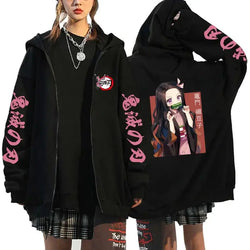 Demon Slayer Pattern Print Sweatshirt Harajuku Zipper Hoodie (ONLINE ORDER ONLY)