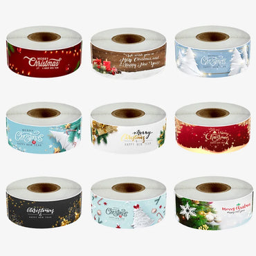 120pcs/roll Rectangle Merry Christmas Sticker Holiday Party Gift Decoration Sealed Envelope Stickers Happy New Year Baking Label (ONLINE ORDER ONLY)