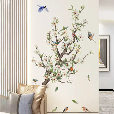 2PCS New Branches Flowers Birds for Living Room Bedroom Bathroom Decoration Kids Home Decor Background Wall Self-Adhesive Murals (Online Order Only)