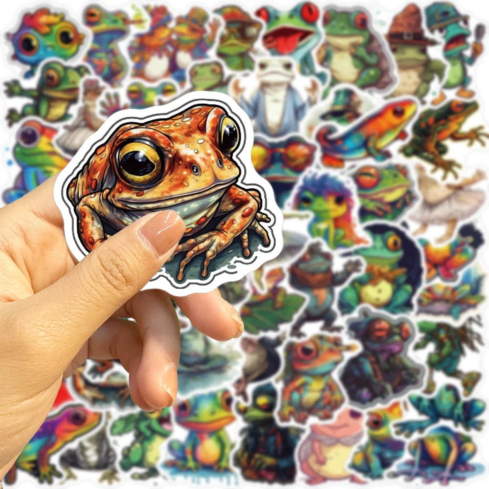 50pcs Psychedelic Frog Stickers For Guitar Laptop Helmet Scrapbook Suitcase Stationery Phone Vintage Sticker Craft Supplies (ONLINE ORDER ONLY)