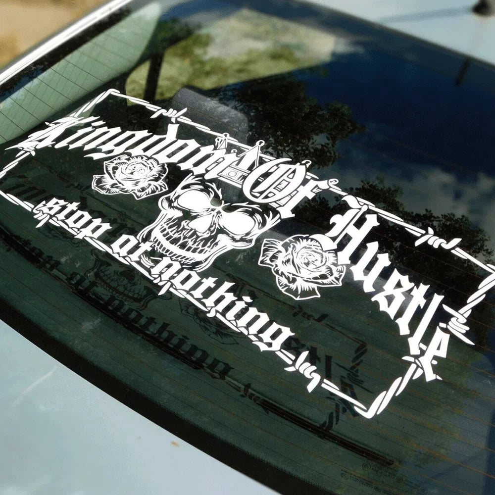 Kingdom of Hustle Wire Skull for Car Sticker Decoration Windshield Rear Window External Accessories Waterproof Vinyl Decals (ONLINE ORDER ONLY)