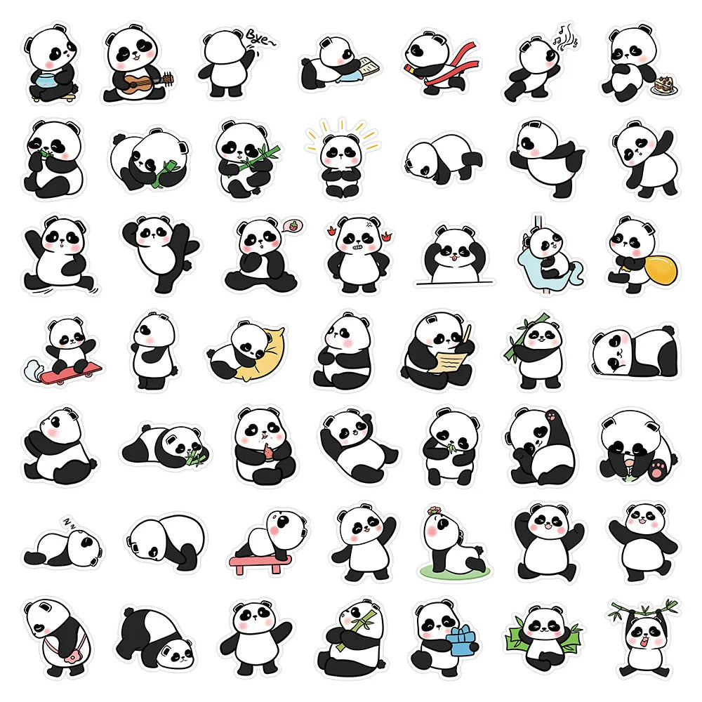 10/30/50PCS Kawaii Panda Stickers Funny Animal Cartoon Decals Waterproof Phone Notebook Helmet Stationery Kids Sticker DIY Toys (ONLINE ORDER ONLY)