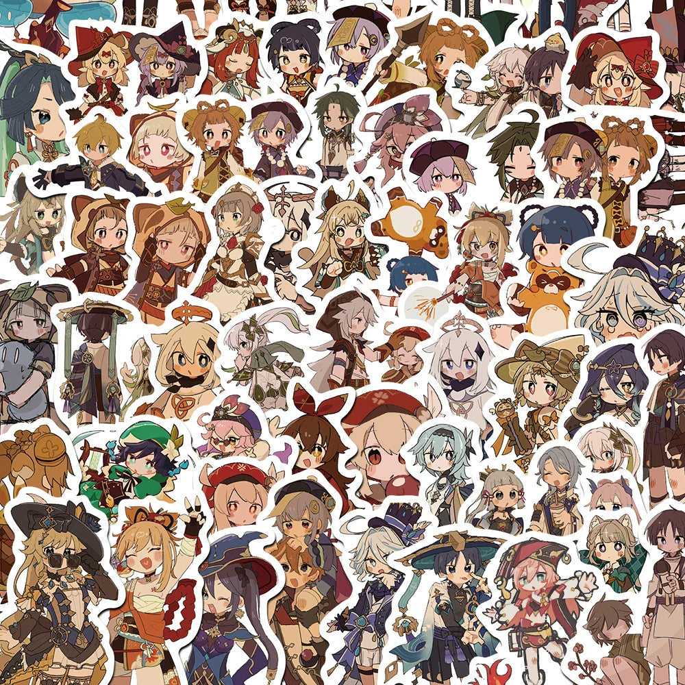 Genshin Impact Anime Stickers 10/30/60pcs for Laptop Phone Skateboard Car Bike Decoration (Online Order Only)