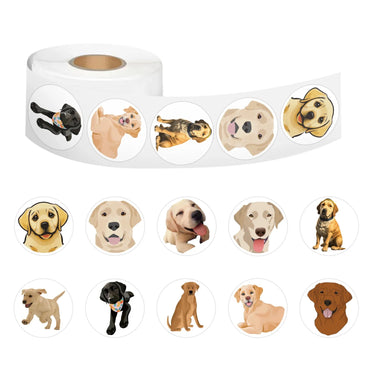 100-500pcs 1inch Animal Dog Stickers Roll for Envelope Praise Reward Student Label Stationery Seal Lable Child Toy Gift (ONLINE ORDER ONLY)