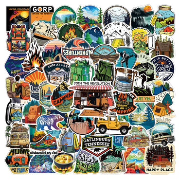 10/30/50/100pcs Forest Hiking Camping Stickers Outdoor Travel Beautiful Scenery Decal Sticker To DIY Water Bottle Laptop Luggage (ONLINE ORDER ONLY)