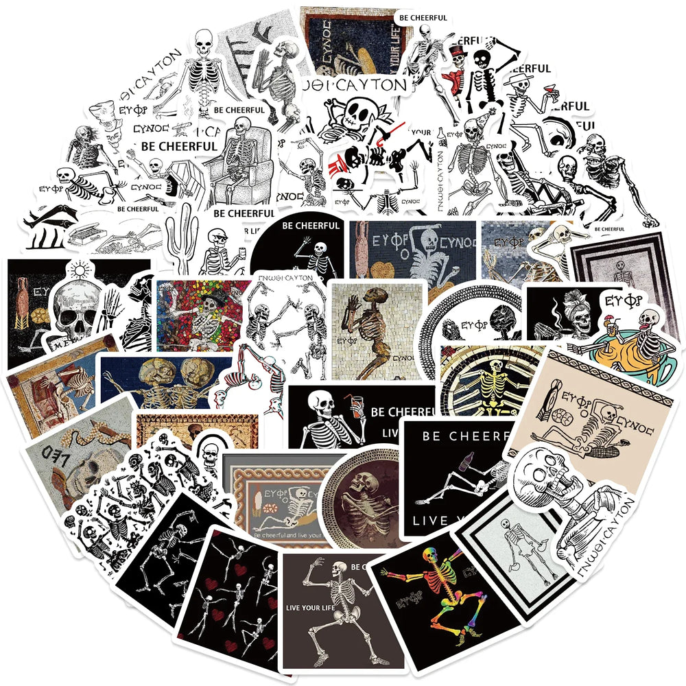 62pcs Ancient Greek Mosaic Canvas Stickers Funny Horrible Graffiti Decals Laptop Luggage Skateboard Motorcycle Scrapbook (ONLINE ORDER ONLY)