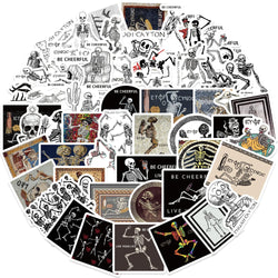 62pcs Ancient Greek Mosaic Canvas Stickers Funny Horrible Graffiti Decals Laptop Luggage Skateboard Motorcycle Scrapbook (ONLINE ORDER ONLY)