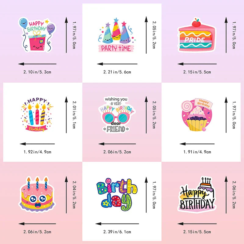 10/30/50PCS Happy Birthday PVC Sticker Aesthetic Decoration Scrapbooking Children's Korean Stationery School Supplies for Kids (ONLINE ORDER ONLY)