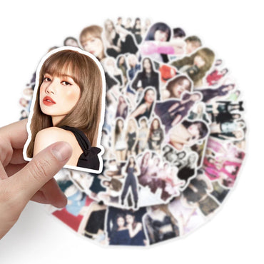 10/50pcs Korea Kpop Black P Stickers DIY Laptop Phone Motorcycle Car Luggage Suitcase Sticker Girls Decals Toys Wholesale (ONLINE ORDER ONLY)