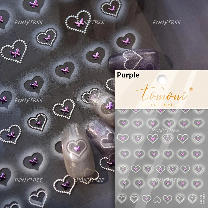 Black Punk Star Heart Laser Stroke Dark Wind Sexy Water Droplet Delicate Adhesive Nail Art Decorations Stickers Manicure Decals (ONLINE ORDER ONLY)