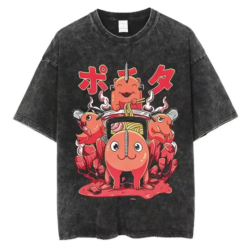 Chainsaw Man Vintage T-shirt Washed Cotton Tee (ONLINE ORDER ONLY)