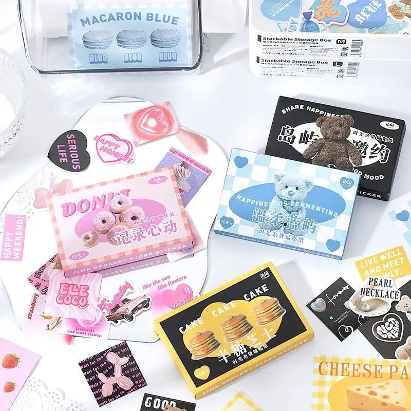 40/60Pcs/box Retro Girls House Series Sticker Hand Account DIY Album Decoration Scrapbooking Stickers Kawaii Korean Stationery (ONLINE ORDER ONLY)
