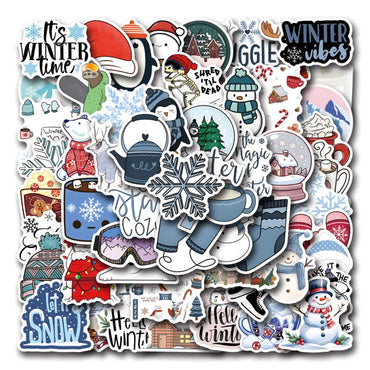 10/50Pcs Cute Cartoon Winter Aesthetic Stickers Art Decals Kids Travel Luggage Notebook Skateboard Decoration Graffiti Sticker (Online Order Only)