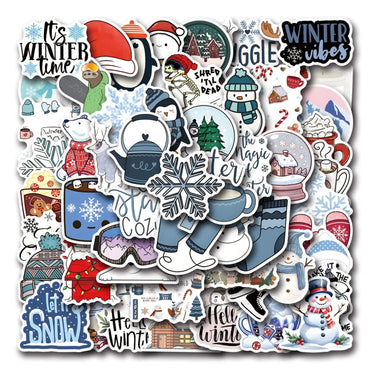 10/50Pcs Cute Cartoon Winter Aesthetic Stickers Art Decals Kids Travel Luggage Notebook Skateboard Decoration Graffiti Sticker (Online Order Only)