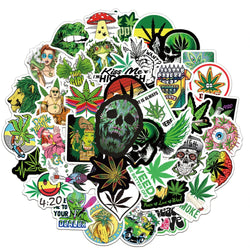 Funny Weed Leaf Stickers Pack - Motorcycle, Laptop, Luggage, Car, Bike Decals (Online Order Only)