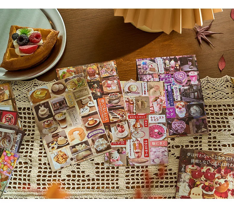 20 Sheets Japanese Retro Dessert Cut Film Sticker Book Y2K Sticker Journal Handbook Scrapbooking Kawaii Decoration Sticker Gift (ONLINE ORDER ONLY)