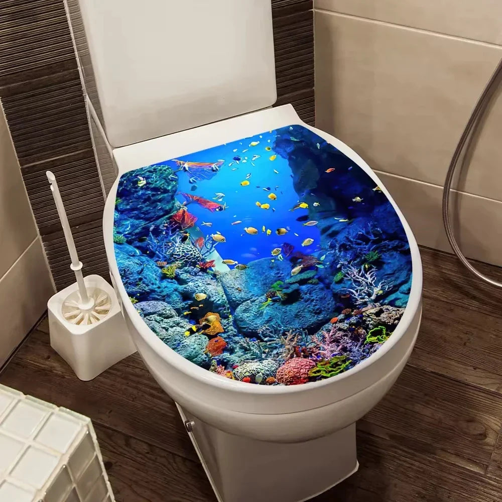 Sea World Toilet Seat Sticker - Self Adhesive Bathroom Decor (Online Order Only)