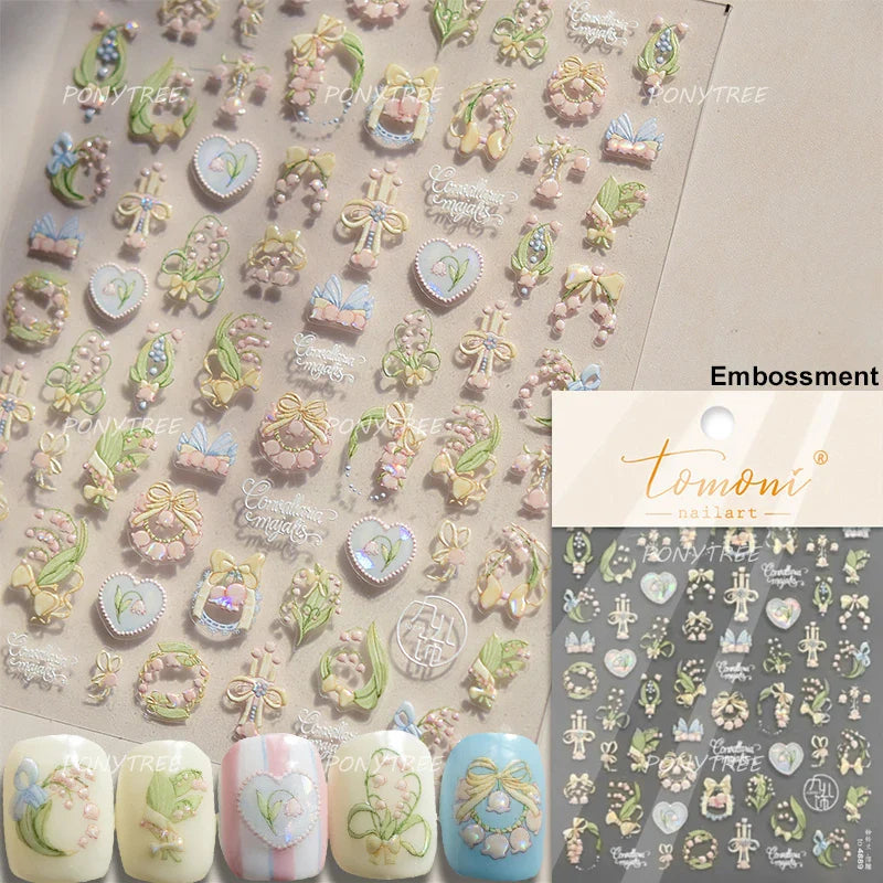 Flowers Blooming Cherry Blossom Sakura Living Peach Branch 5D Soft Relief Spring Adhesive Nail Art Sticker Chic Manicure Decals (ONLINE ORDER ONLY)