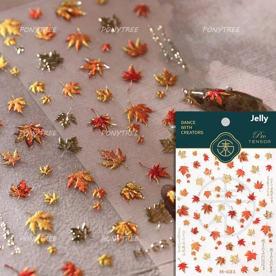 Hot Stamping Silver Rose Gold Tender Leaf Branches Flower Slash Leaves Maple Leaves Ginkgo Plant Flower Nail Art Stickers Decals (ONLINE ORDER ONLY)