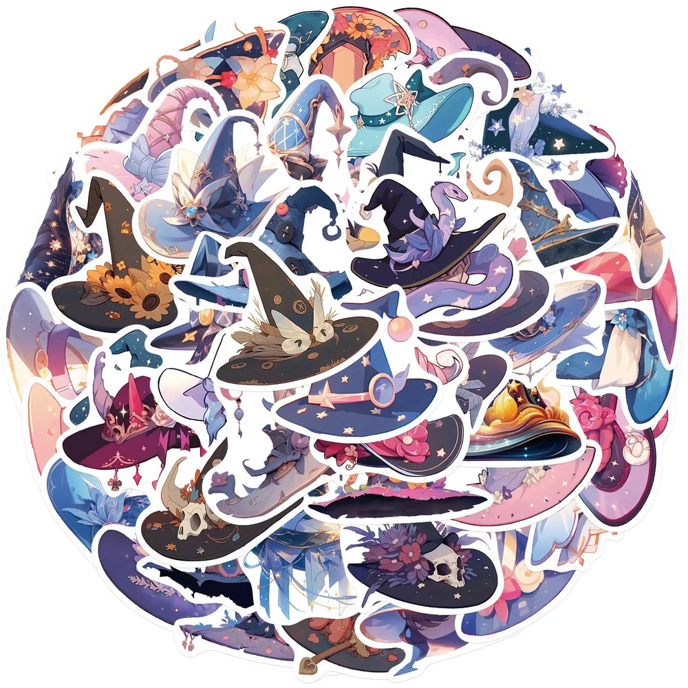 Cartoon Magic Hat Stickers 10/30/50pcs for Snowboard Laptop Luggage Car Fridge DIY Decor Vinyl (ONLINE ORDER ONLY)
