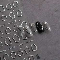 Gold Silver Line Irregular Shape Shiny Rhinestone 5D Bronzing Soft Relief Self Adhesive Nail Art Stickers Nail Decoration Decals (ONLINE ORDER ONLY)