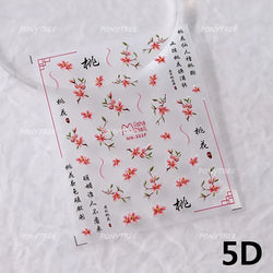 Chic Begonia Flower Miss-grass Pink Gradient Cherry-apple Tree Leaves Peach Blossom Adhesive Nail Art Spring Nail Stickers Decal (ONLINE ORDER ONLY)