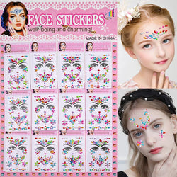 12Pcs 3D Stickers On The Face Rhinestone Makeup Bright Face Art Sticker Girl's Temporary Tattoo Rhinestone For Strasse Makeup &* (Online Order Only)